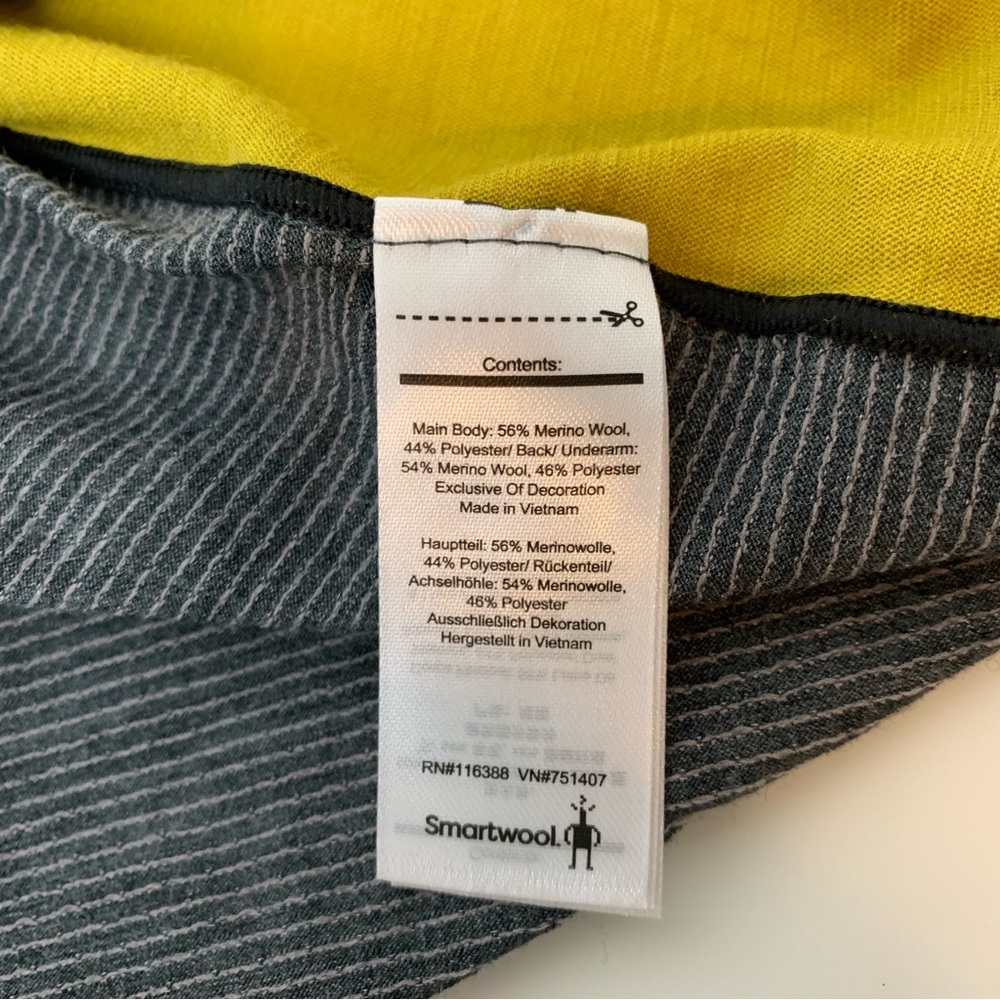 Smartwool Base Layer Long Sleeves Shirt 1/4 Zip Merino Sport 150 XL Gray Yellow - Picture 13 of 15